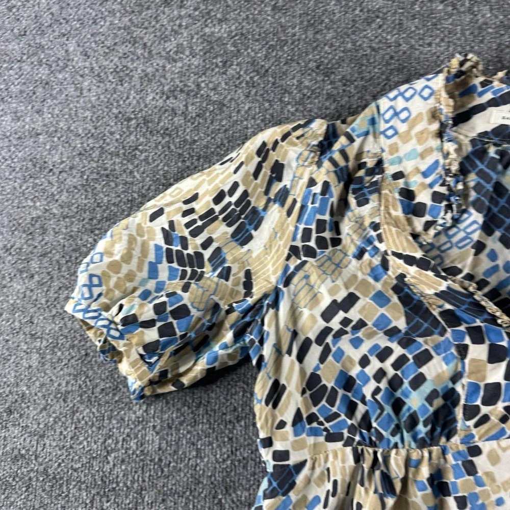 Banana Republic Blouse Womens S Multicolor Silk Puff Sleeve Tunic Geometric Top